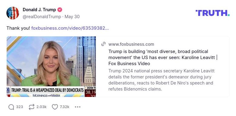 Post image from Donald Trump