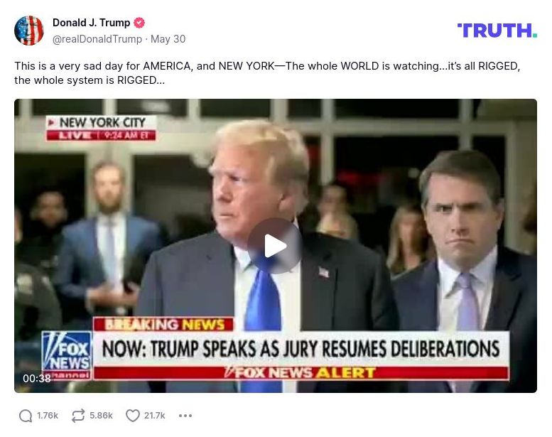 Post image from Donald Trump