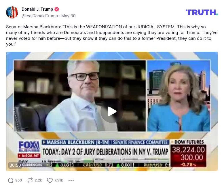 Post image from Donald Trump