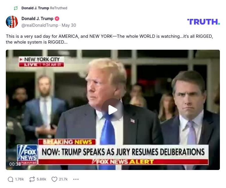 Post image from Donald Trump