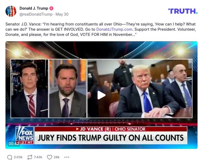 Post image from Donald Trump