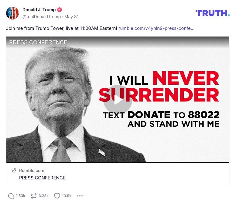 Post image from Donald Trump