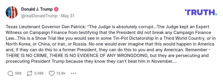 Post preview from Donald Trump