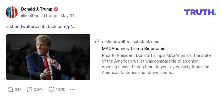 Post image from Donald Trump