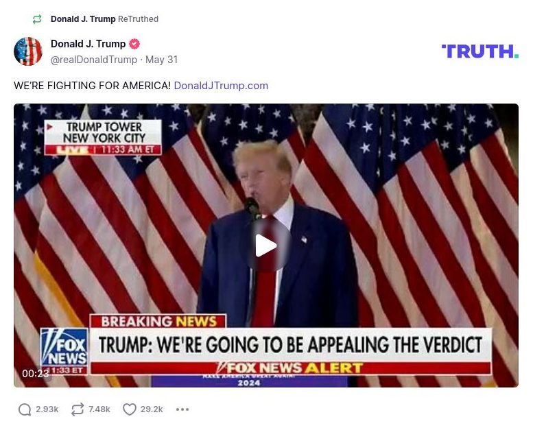 Post image from Donald Trump