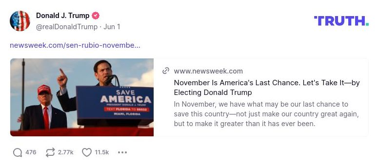 Post image from Donald Trump