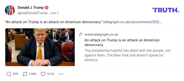 Post image from Donald Trump