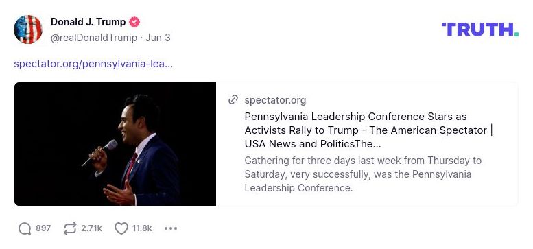 Post image from Donald Trump