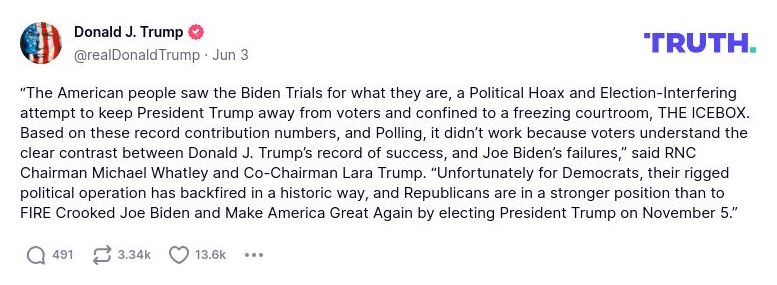 Post image from Donald Trump