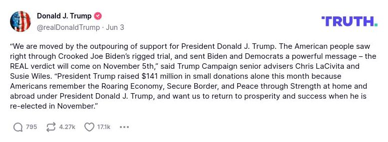 Post image from Donald Trump