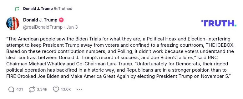 Post image from Donald Trump