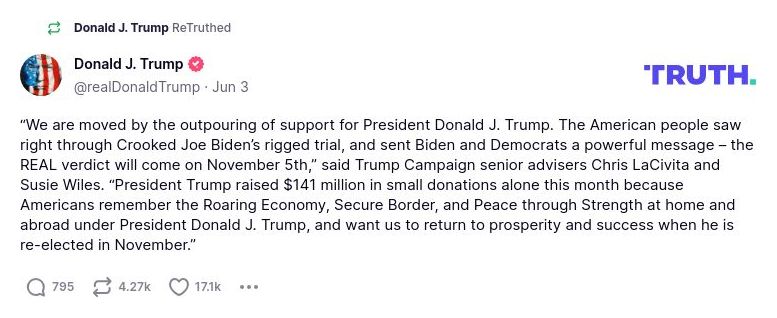 Post image from Donald Trump