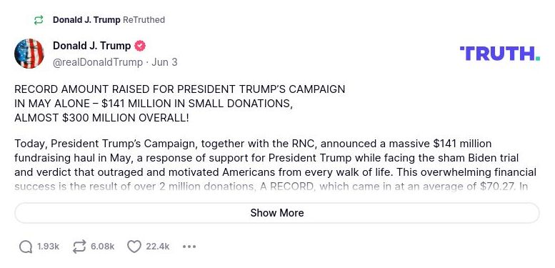 Post image from Donald Trump