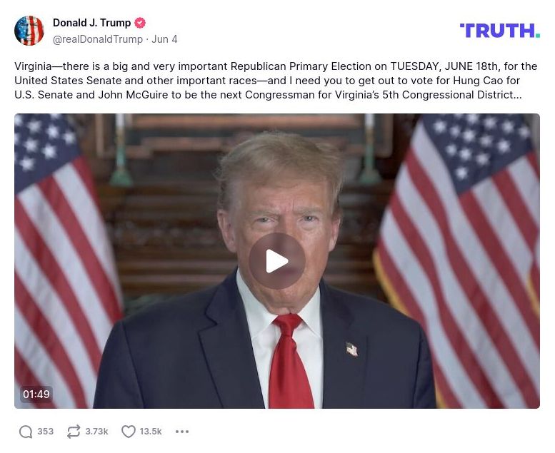 Post image from Donald Trump