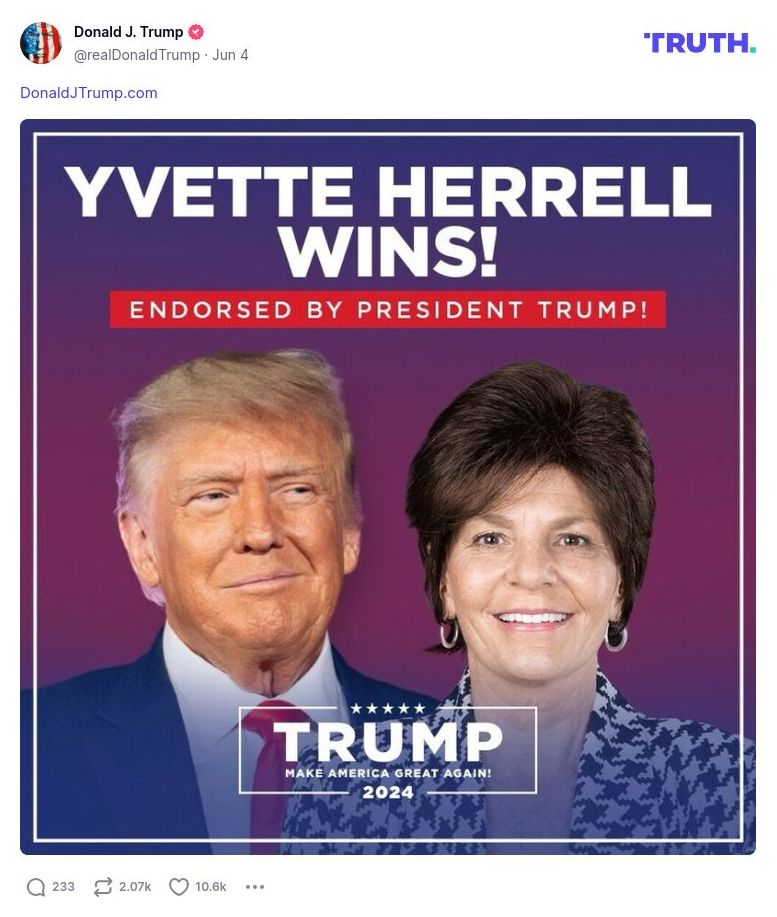 Post image from Donald Trump