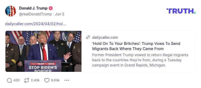 Post image from Donald Trump