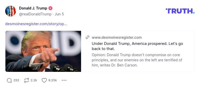 Post image from Donald Trump