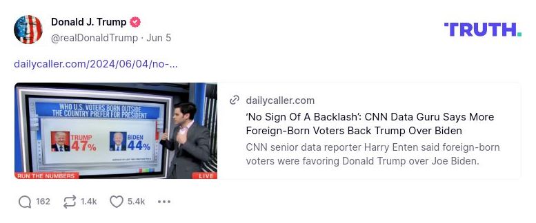 Post preview from Donald Trump