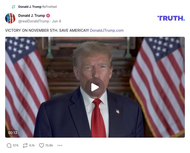 Post image from Donald Trump