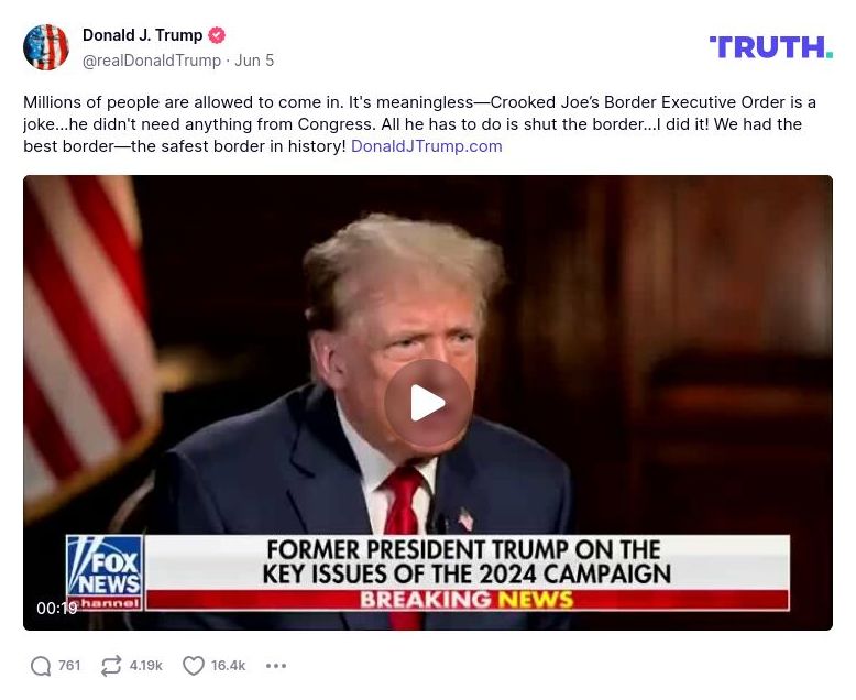 Post image from Donald Trump