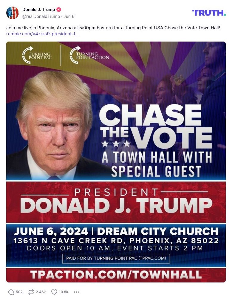 Post image from Donald Trump