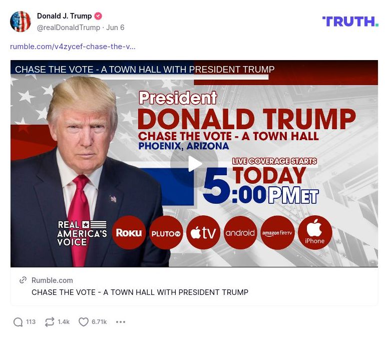 Post image from Donald Trump