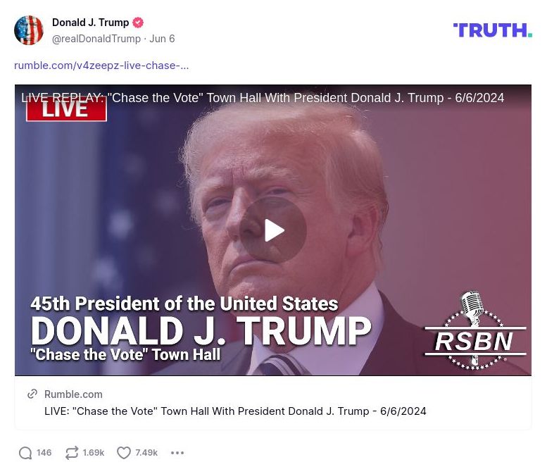 Post image from Donald Trump