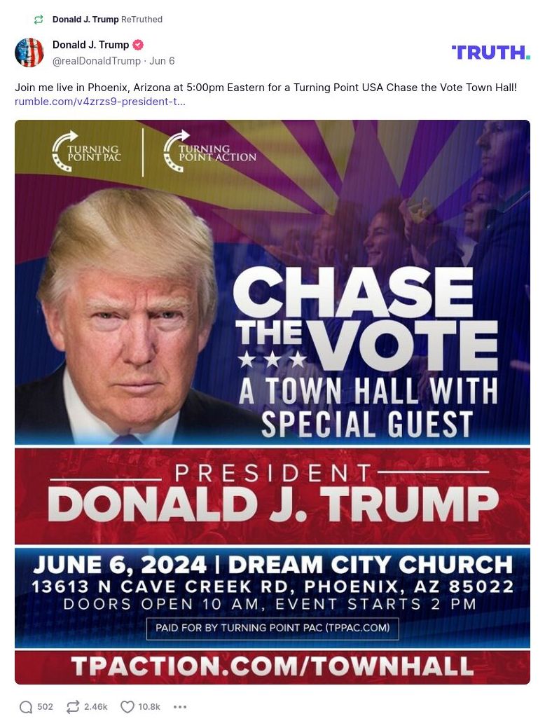 Post image from Donald Trump