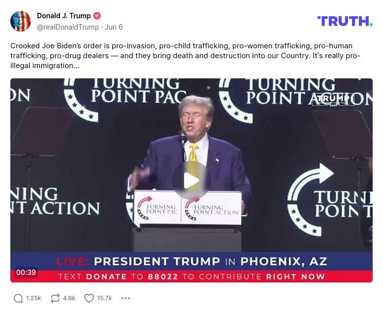 Post preview from Donald Trump