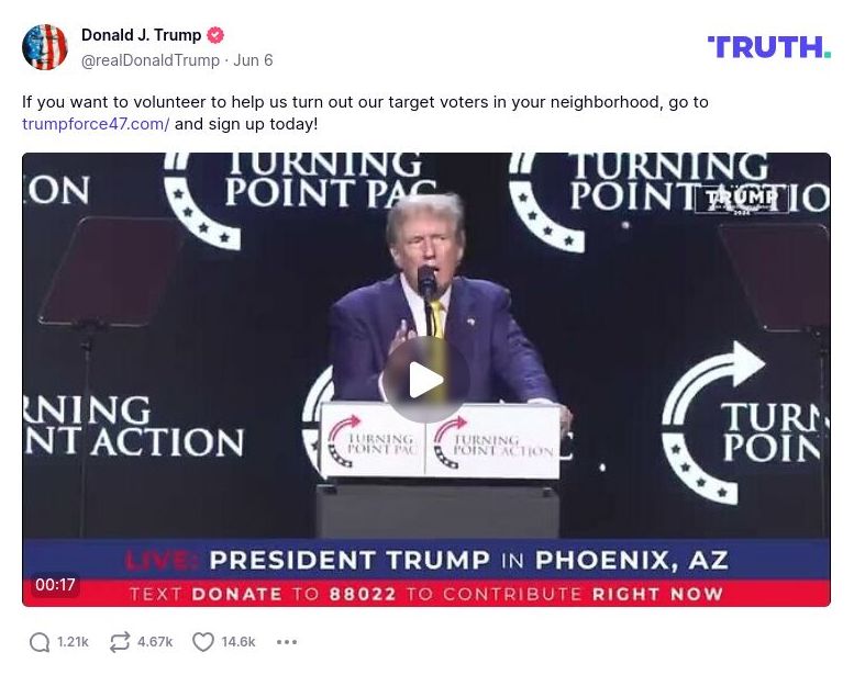 Post image from Donald Trump