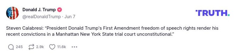 Post image from Donald Trump