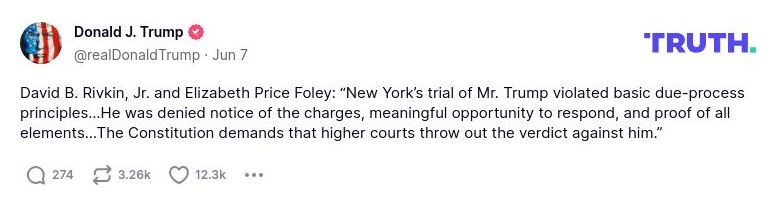 Post image from Donald Trump