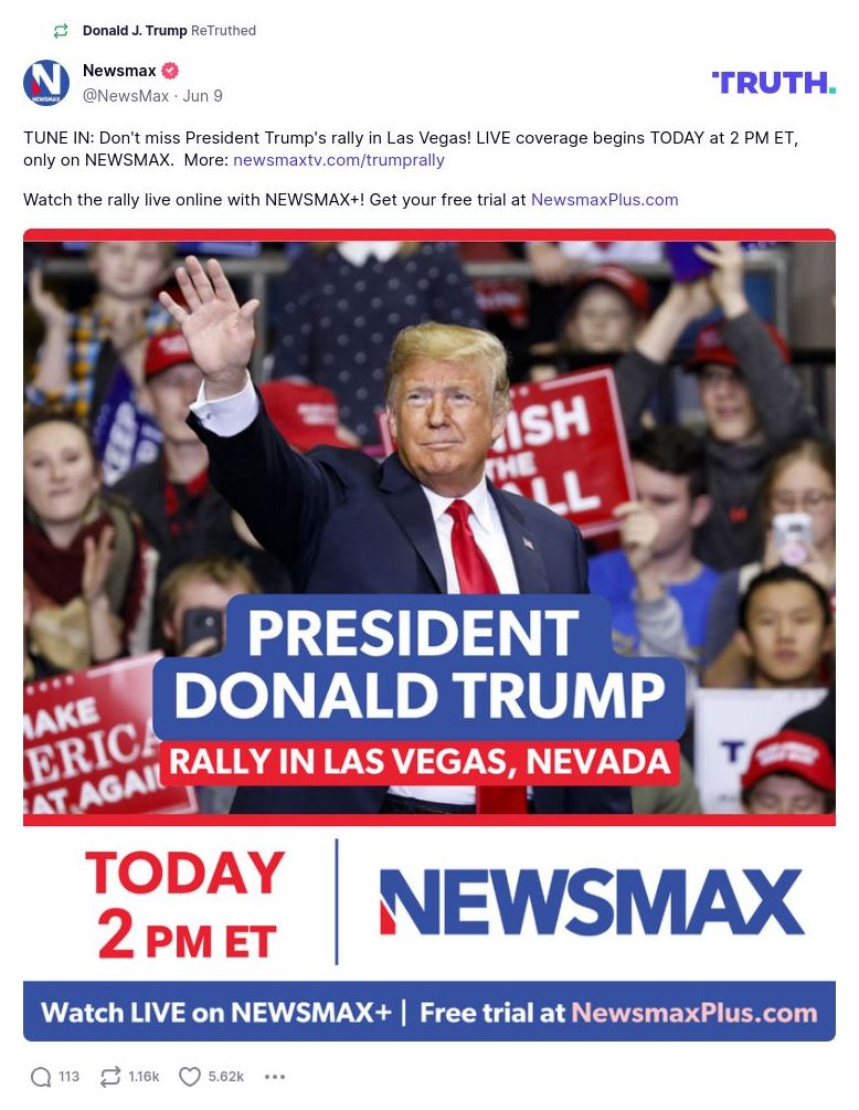 Post image from Donald Trump