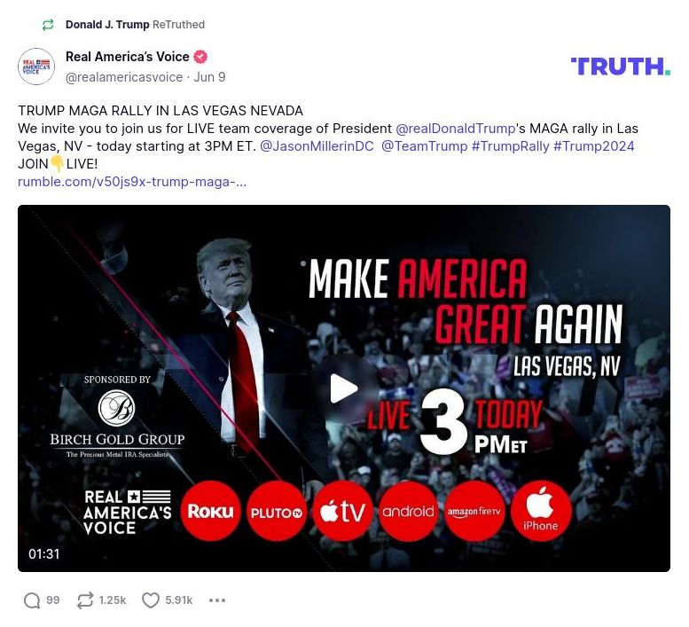 Post image from Donald Trump