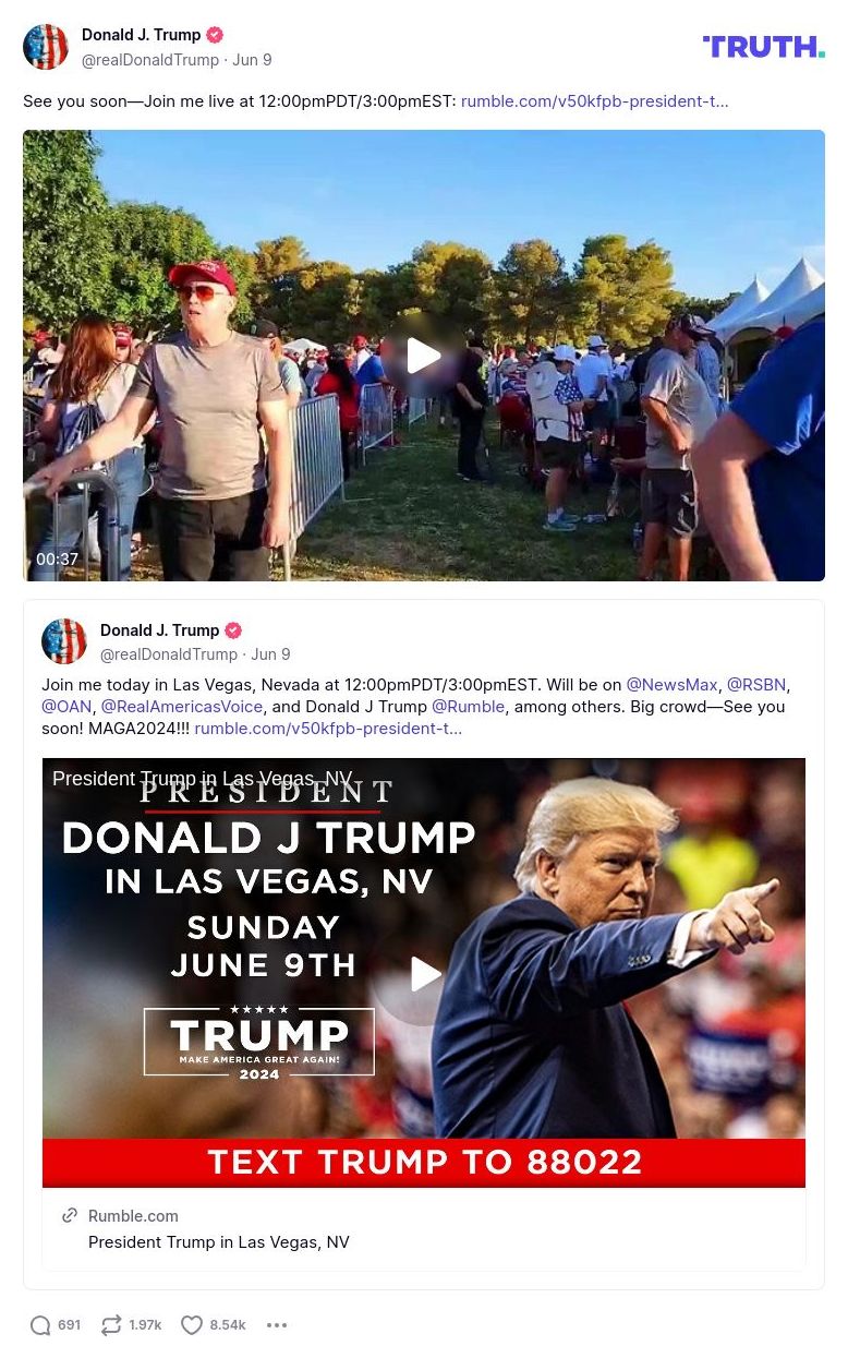 Post image from Donald Trump