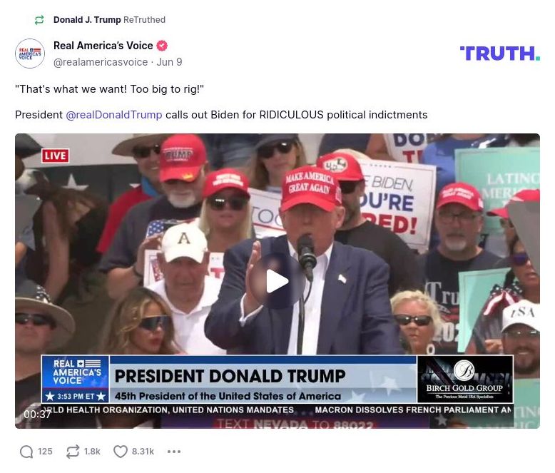 Post image from Donald Trump