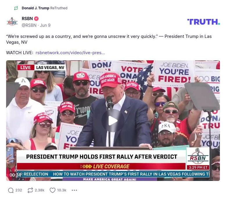 Post image from Donald Trump