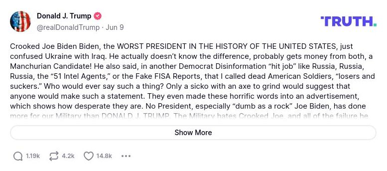 Post preview from Donald Trump