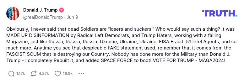 Post preview from Donald Trump