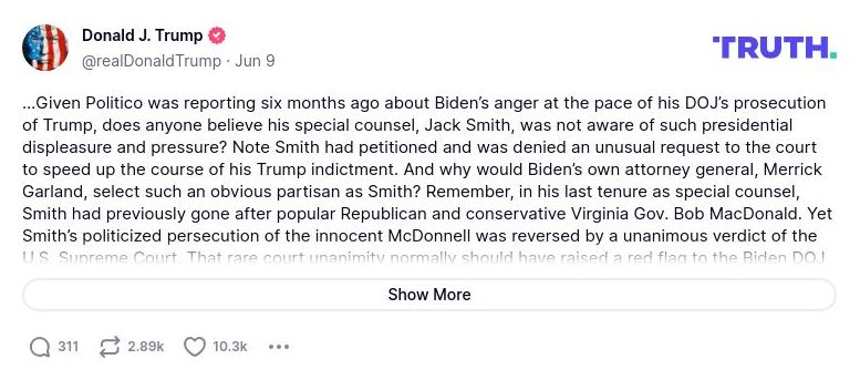 Post image from Donald Trump