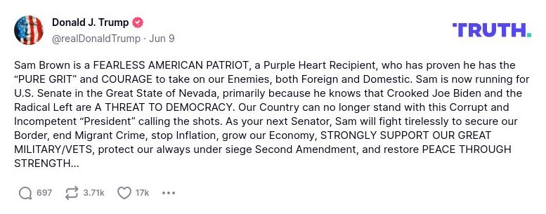 Post preview from Donald Trump