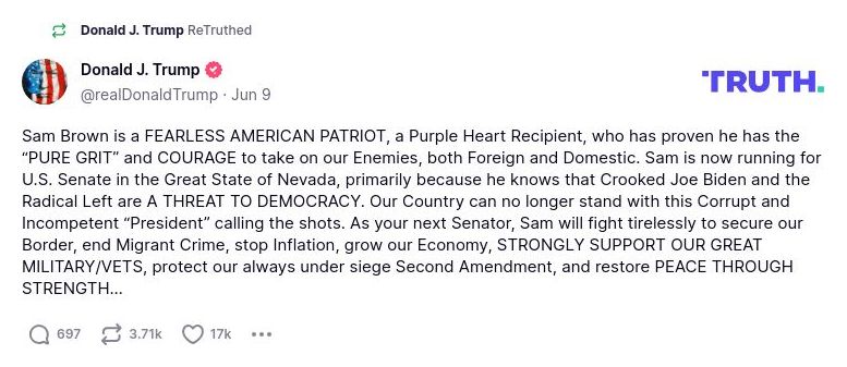 Post preview from Donald Trump