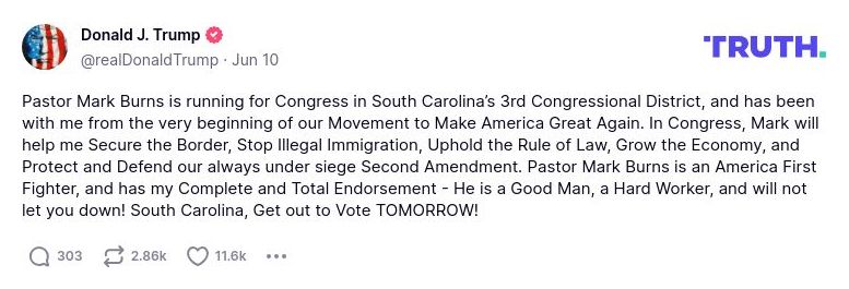 Post preview from Donald Trump