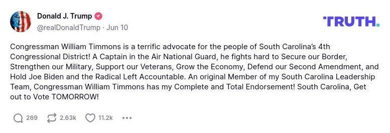 Post image from Donald Trump