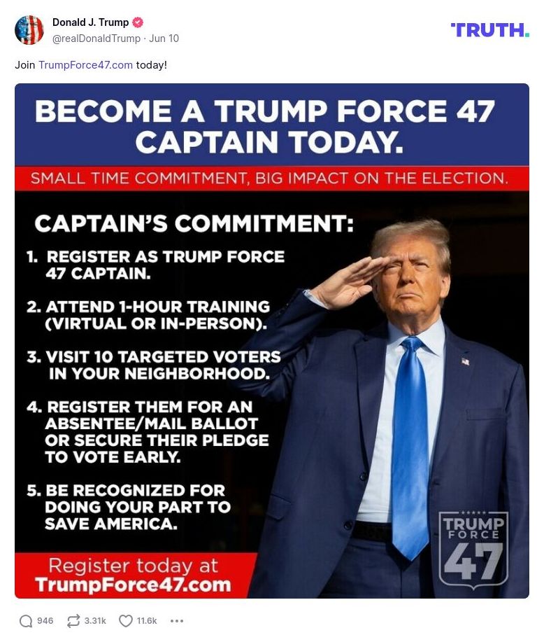 Post image from Donald Trump