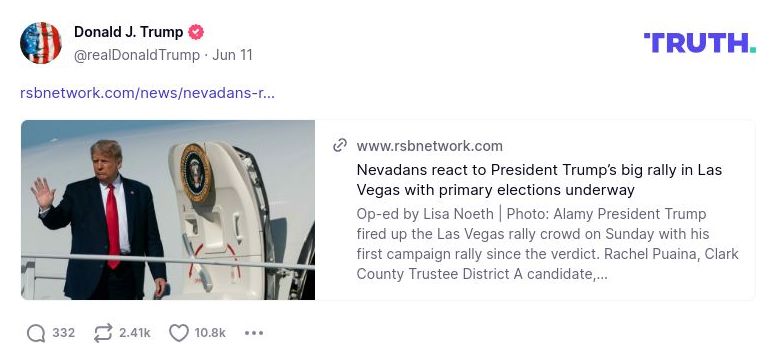 Post image from Donald Trump