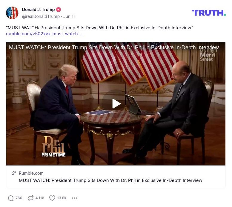 Post image from Donald Trump