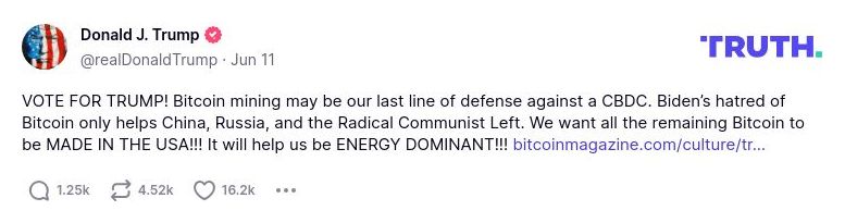 Post preview from Donald Trump