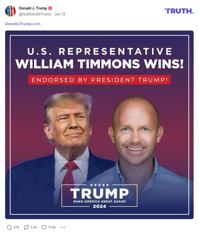 Post image from Donald Trump