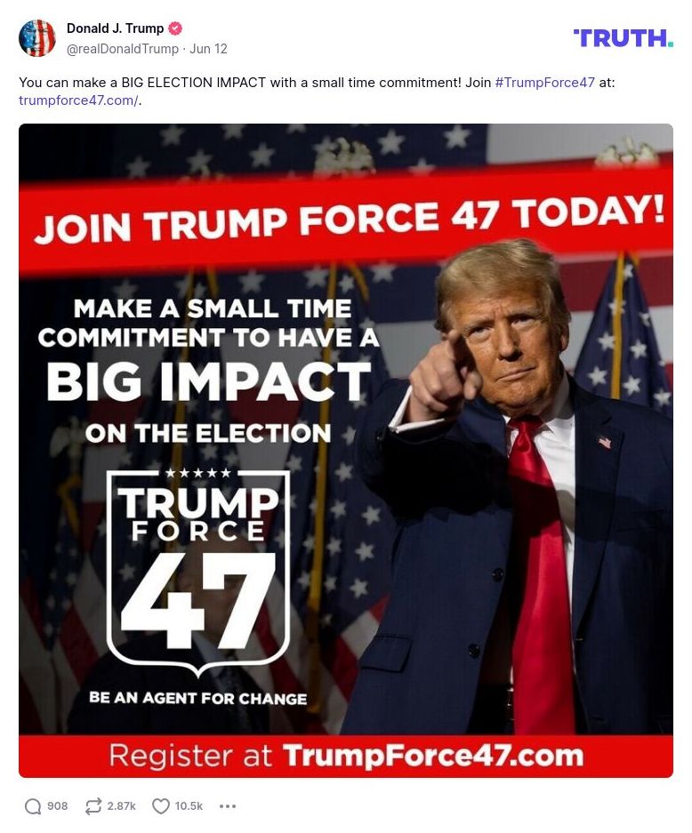 Post image from Donald Trump